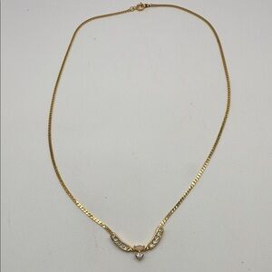 Elegant Gold Necklace with Crystal and Opal Accent